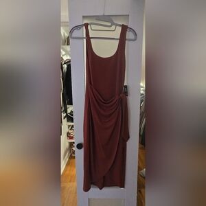 Express Red Sheath Midi Dress Sleeveless Scoop Neck